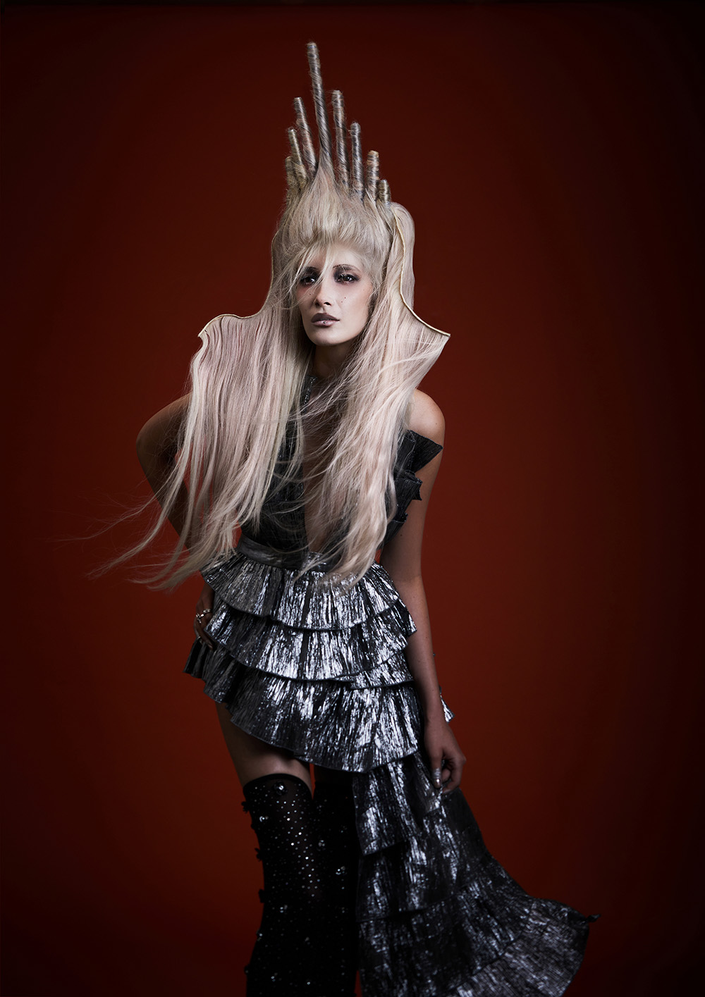 Platinum Blonde Sculptural Hairstyle – Ann Marie Young – Coven Collection